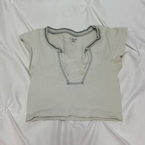 Urban Outfitters Go For Gold Cream and Gray Crop Top